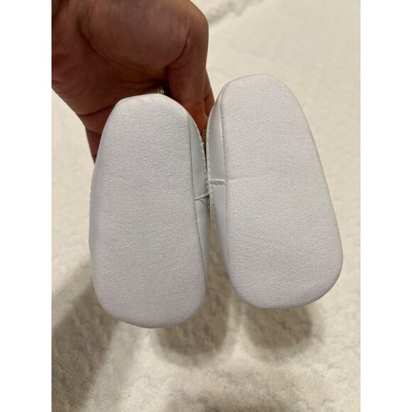 Shiny Gold Baby Crib Shoes With Faux Fur Lining & Soft Sole 3-6 months - Picture 4 of 5